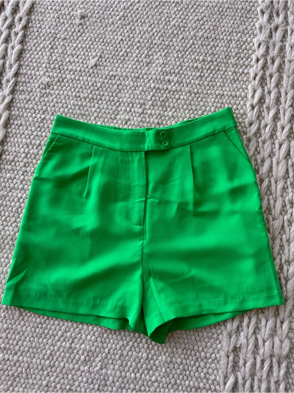Aqua Vibrant Green High-Waist Dress Shorts